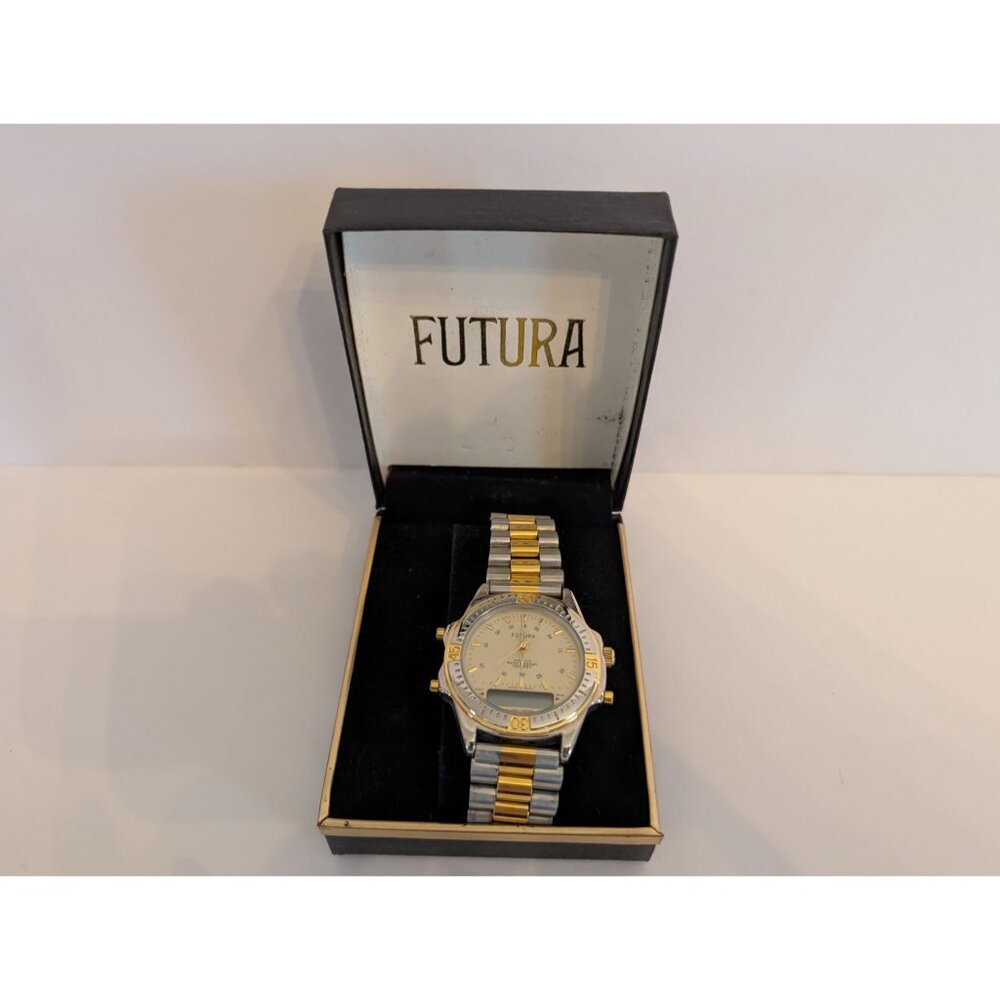 Futura Mens Two-Tone Stainless Steel Analog  Digital Watch Original Box